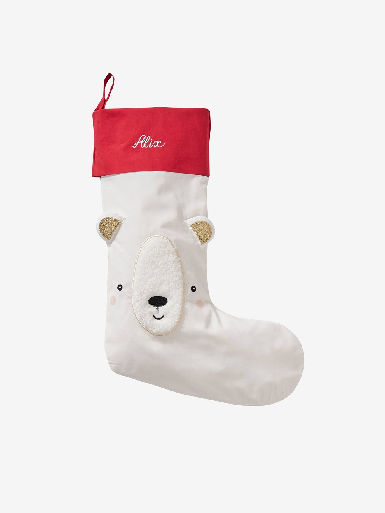 Chaussette de Noël personnalisable Ours blanc