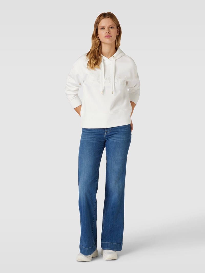 Hoodie mit Zierbesatz in offwhite