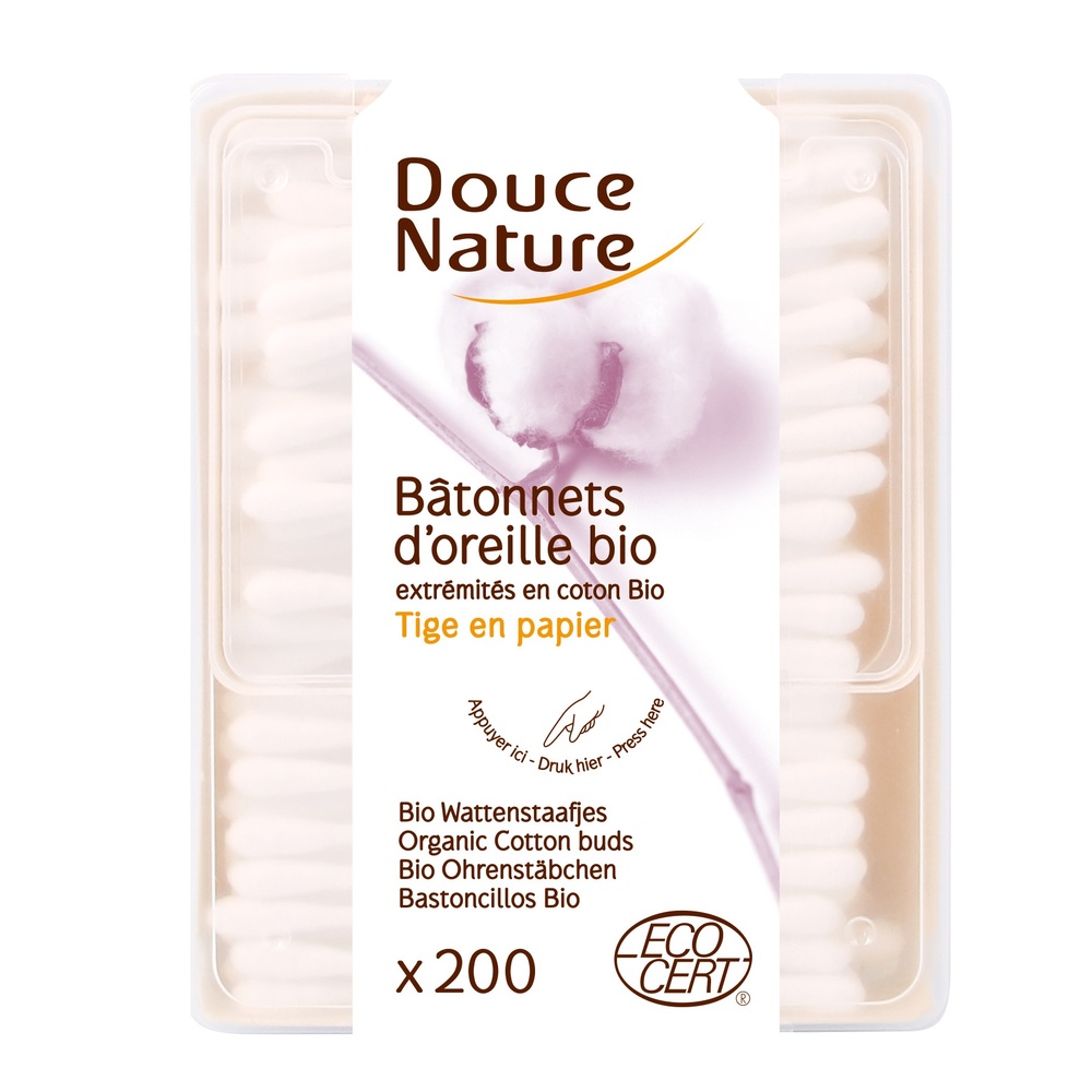 douce nature 200 BATONNETS D'OREILLE BIO COTON HYGIENE