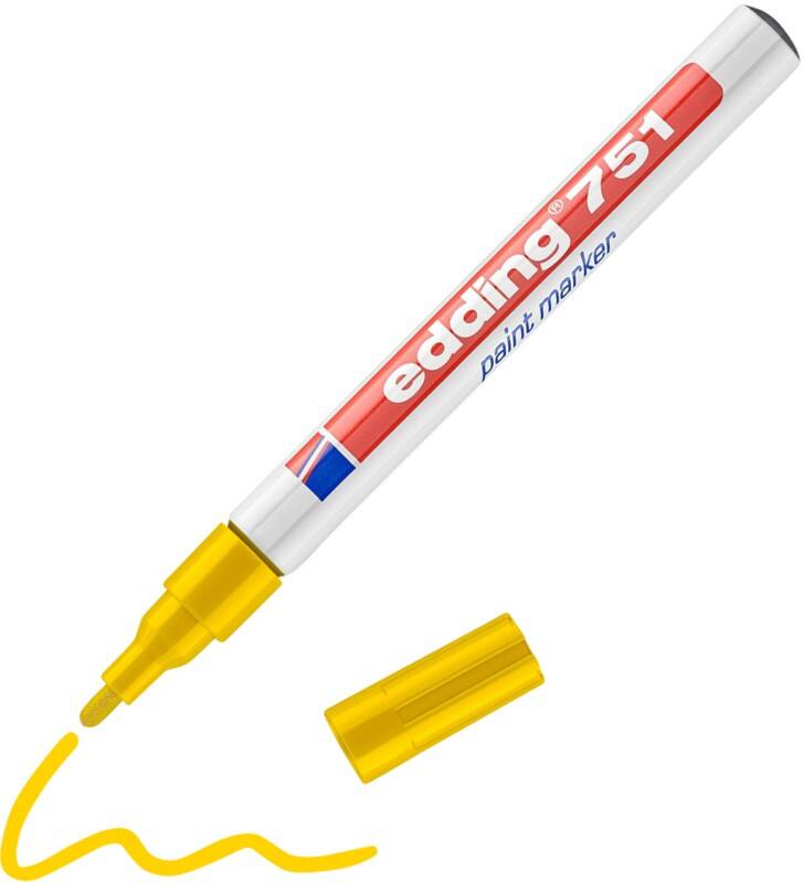 edding 751 Permanent Lackmarker Gelb Fein Rundspitze 1 - 2 mm