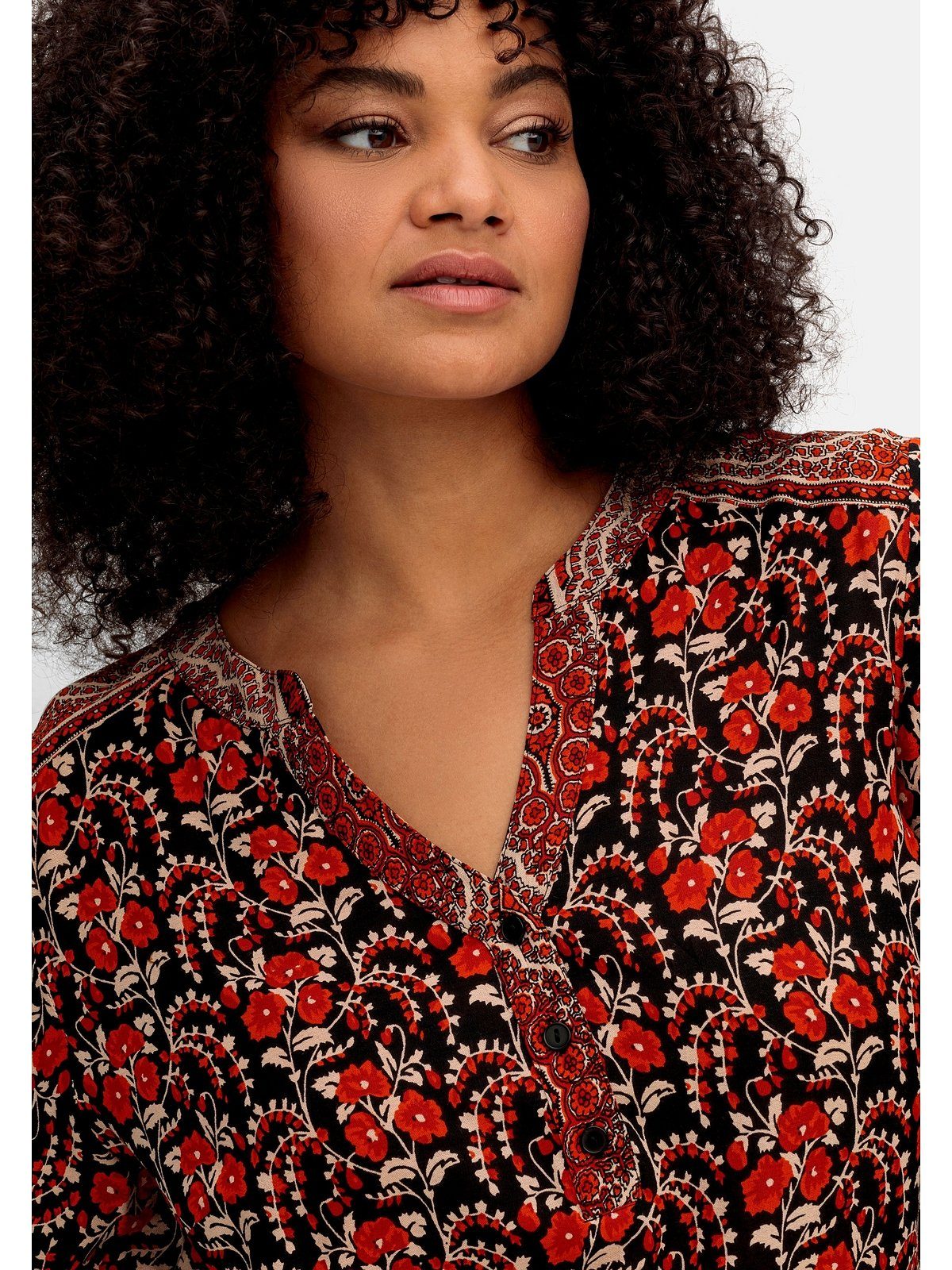sheego by Joe Browns Tunika Große Größen mit Blumendruck und Bordürenprint