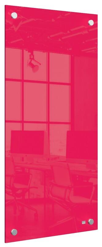 Nobo Kleines Wandmontierbares Whiteboard 1915605 Trocken Abwischbar Glasoberfläche Rahmenlos 300 x 600 mm Rot