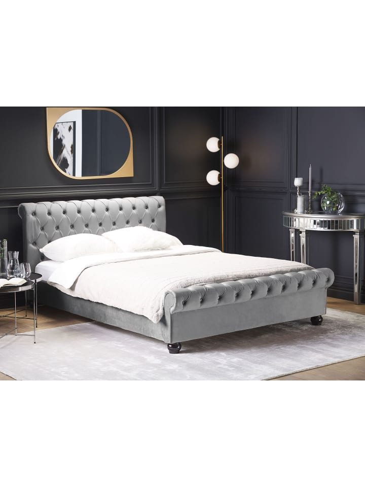 Beliani Doppelbett AVALLON in Grau/Schwarz - (W) 172 x (H) 94 x (L) 233 cm günstig kaufen onesize