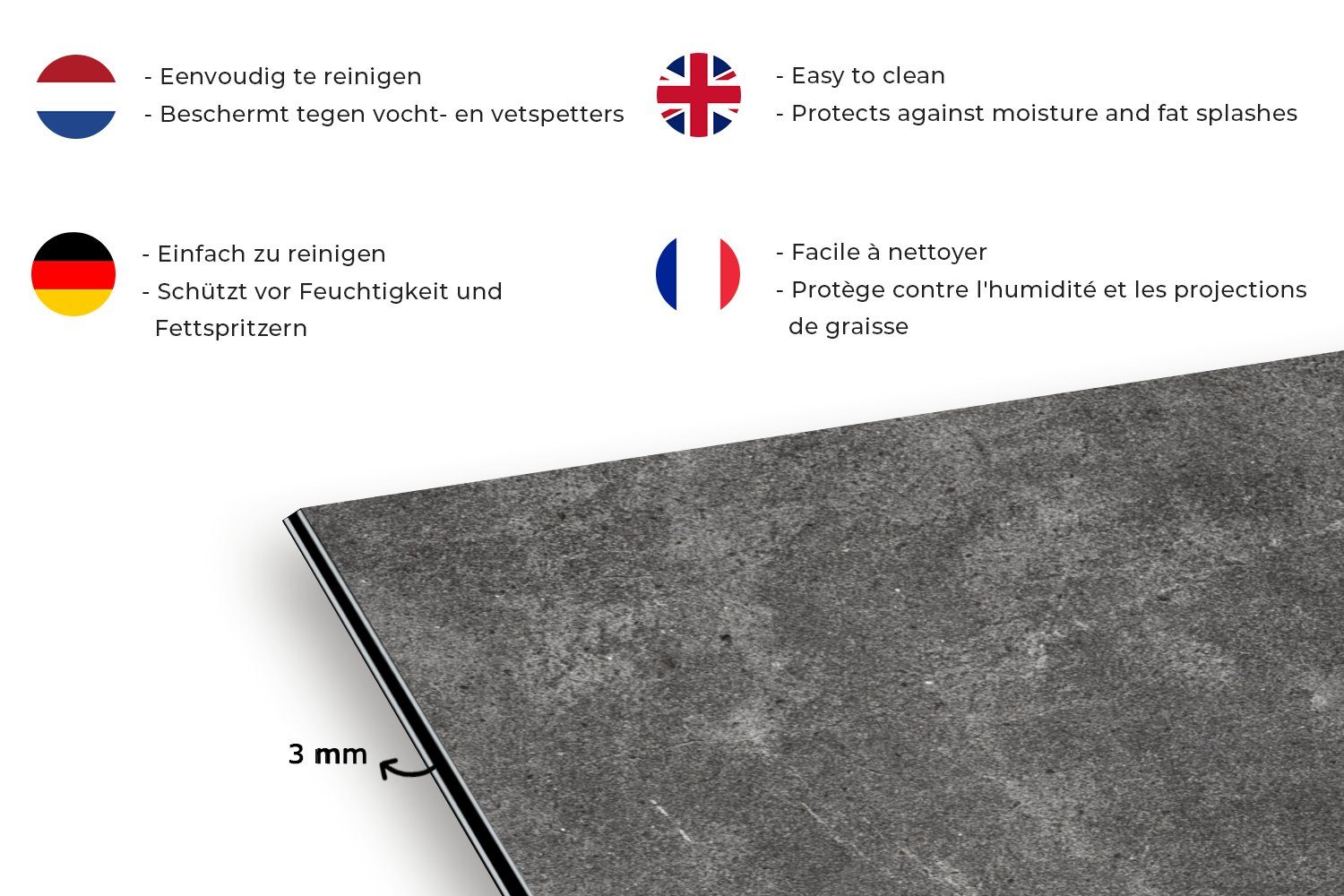 MuchoWow Küchenrückwand Beton - Wand - Zement, (1-tlg), 60x40 cm, Herdblende aus Wandschutz, Temperaturbeständig küchen