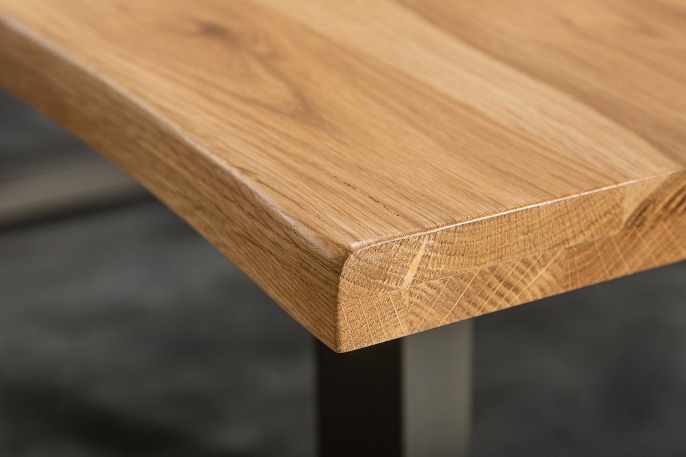 riess-ambiente Baumkantentisch LIVING EDGE 160cm natur / anthrazit (Einzelartikel, 1-St), Wildeiche-Massivholz · Metall · Kufen-Gestell · 3,5cm Platte · geölt