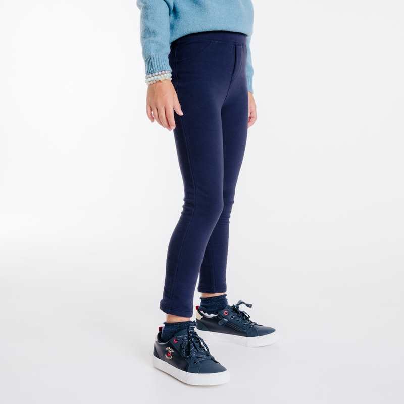 Leggings en jersey uni bleu fille
