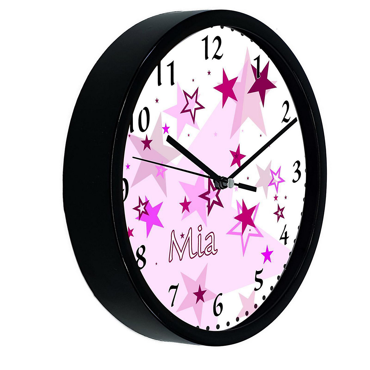 Kinder Wanduhr personalisiert mit Name Sternenhimmel Rosa