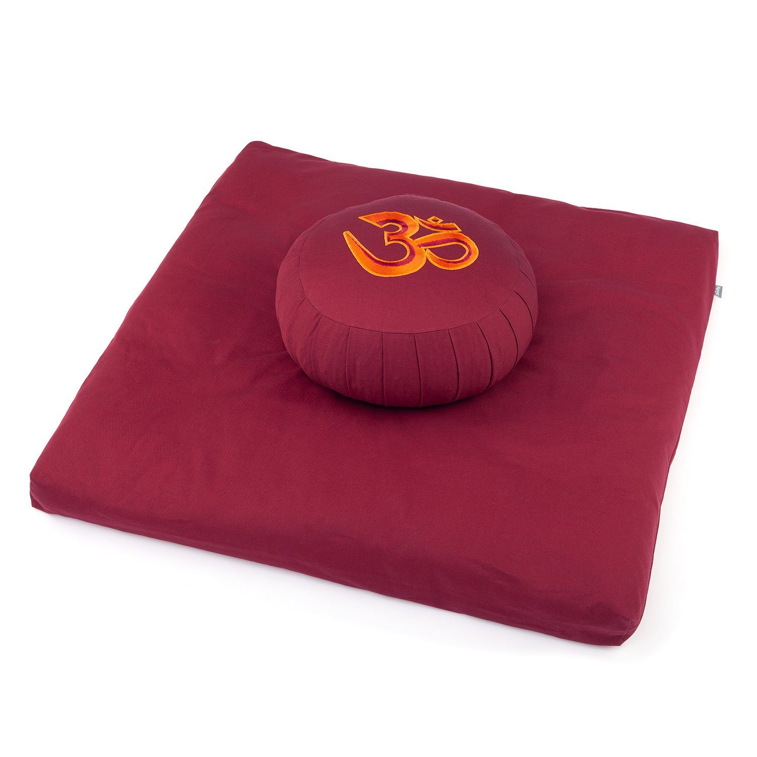bodhi Meditationskissen Meditations-Set ECO: Meditationskissen ZAFU + Zabuton, Stickerei OM