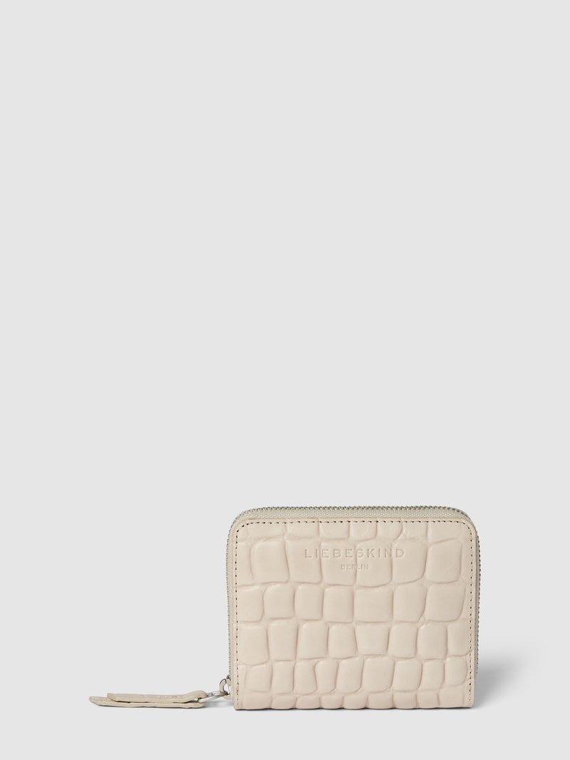 Portemonnaie aus Leder mit Label-Detail Modell 'Conny' in offwhite