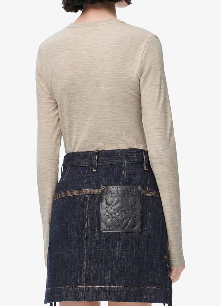 LOEWE Wool long-sleeved shirt with logo embroidery
