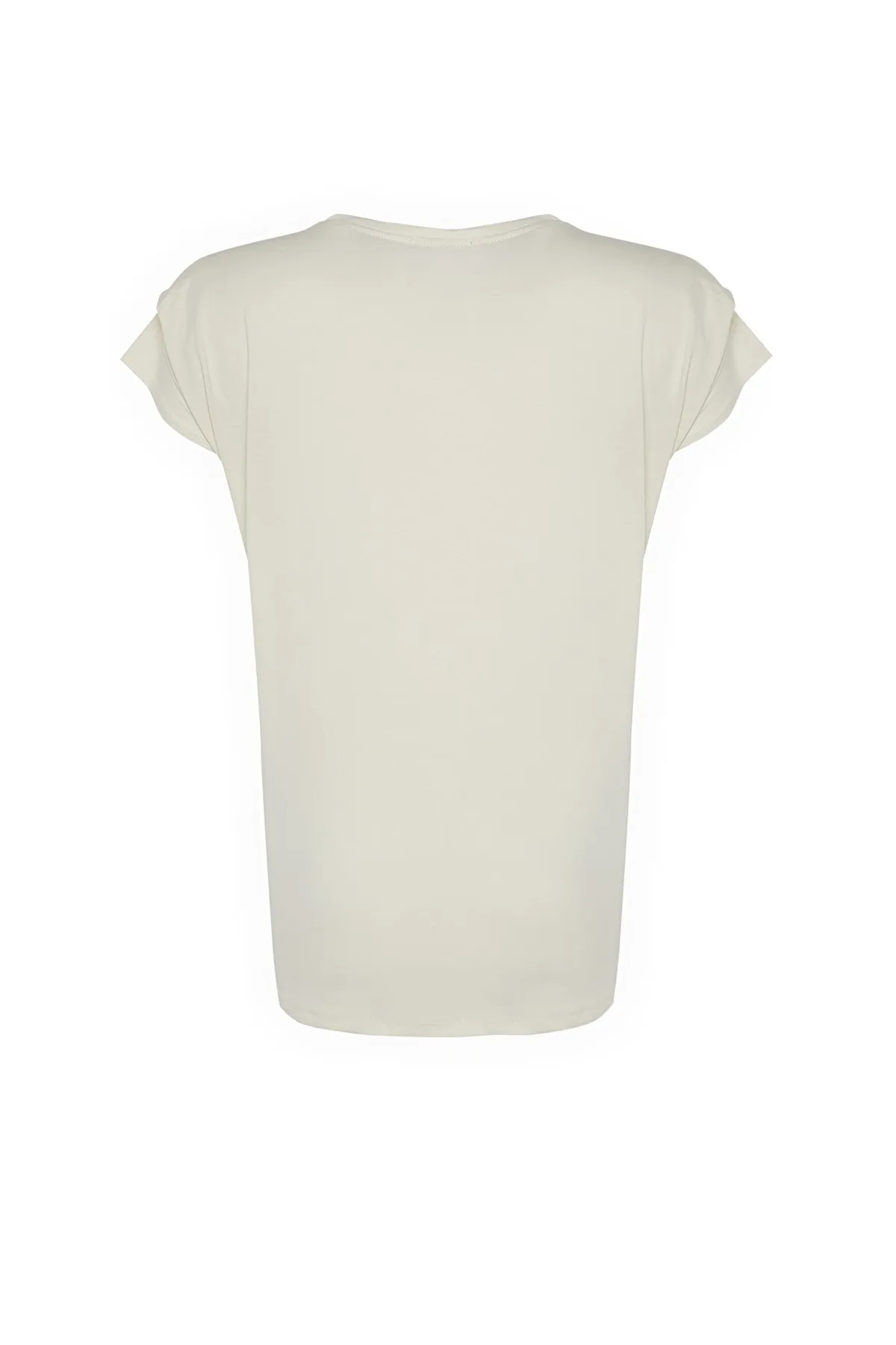 Trendyol Curve  Stone Crew Neck Sleeve Detailliertes Strick-T-Shirt TBBSS22BF0023