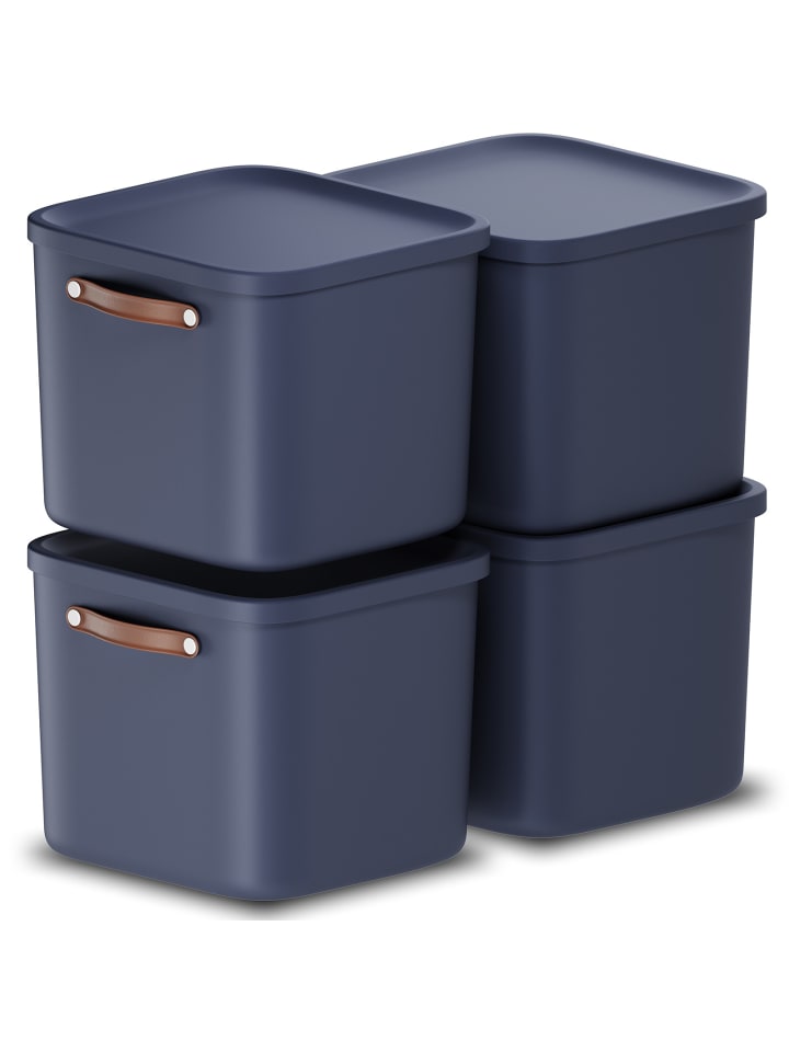 Rotho 4er-Set Kiste mit Deckel Maloja 40l in Midnight blau günstig kaufen onesize