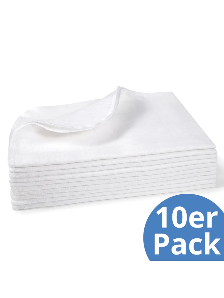 Makian Mullwindeln / Mulltücher / Spucktücher 10er Pack 35 in weiss günstig kaufen onesize