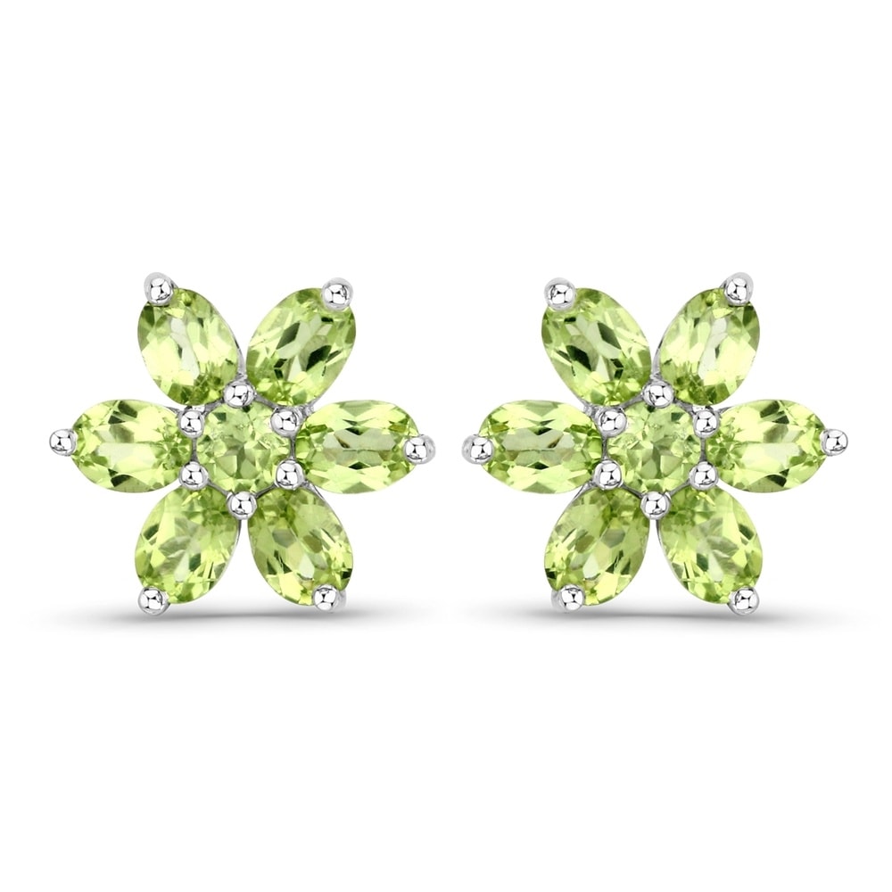 Rafaela Donata Boucles doreilles Fleur Argent sterling Vert en Argent Bijoux