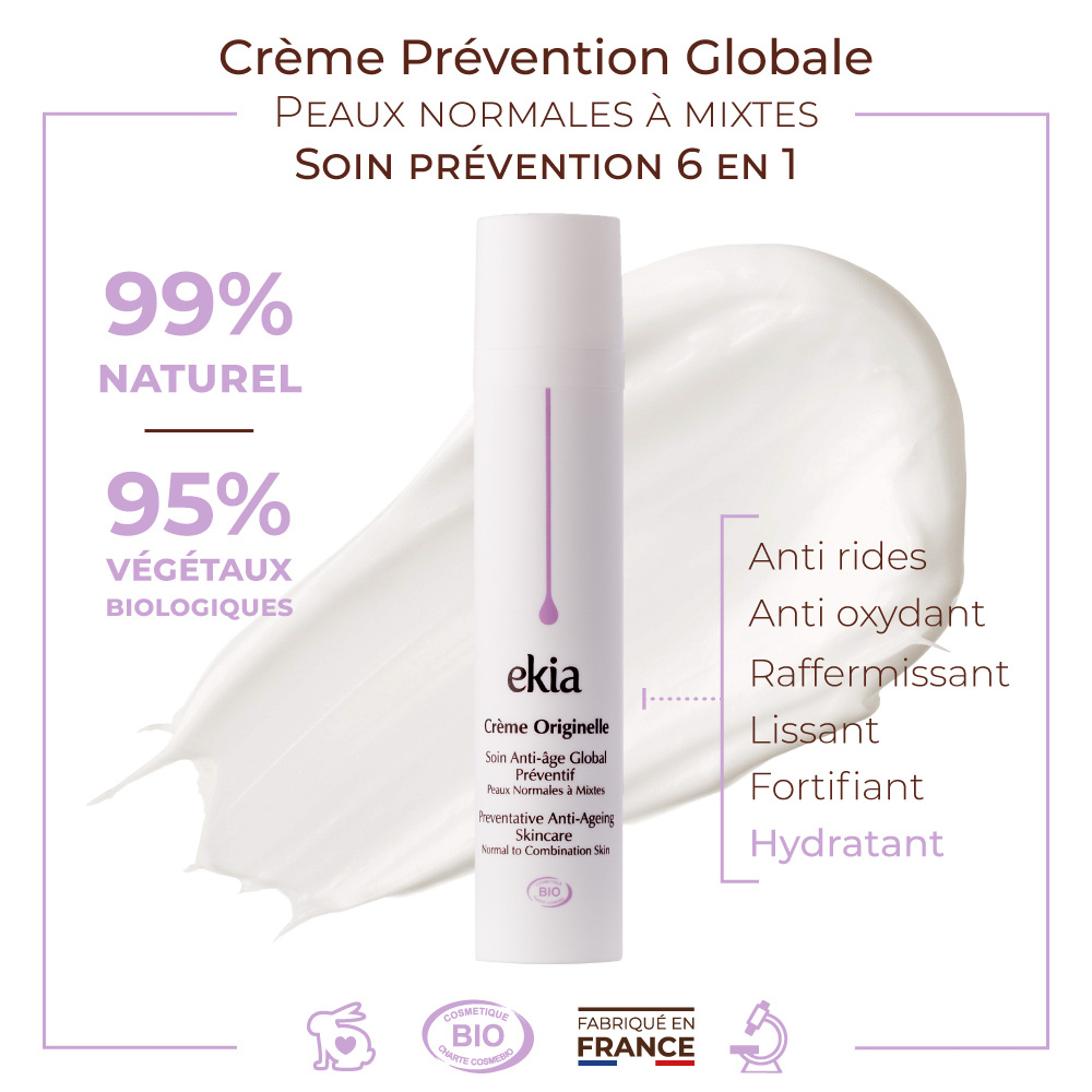 ekia Crème Originelle PNM Crème prévention 6 en 1 -Anti-âge global - Certifiée bio
