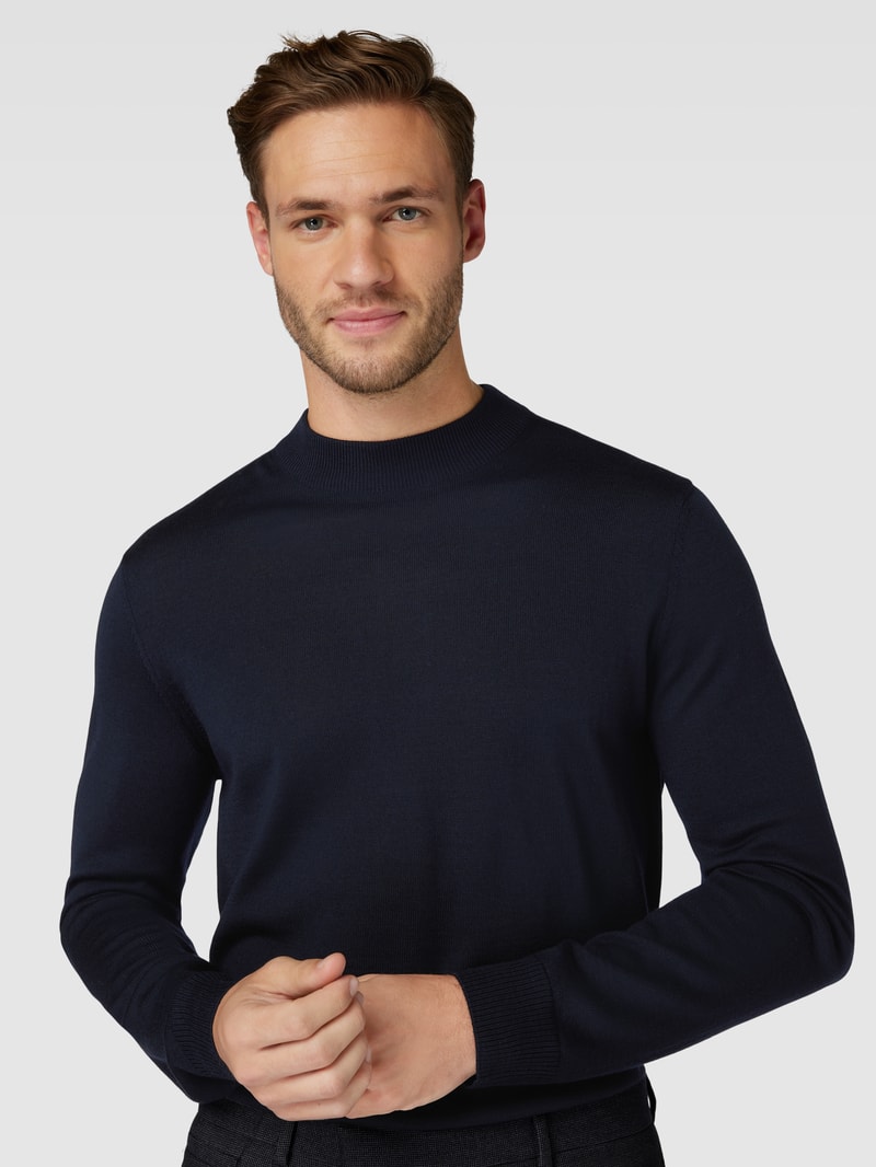 Strickpullover mit Rundhalsausschnitt Modell 'Davide' in marineblau