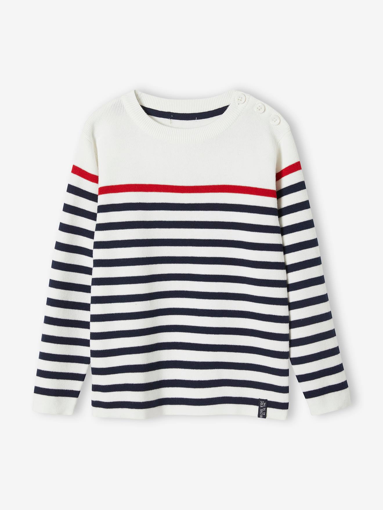Pull marin garçon jaune rayé