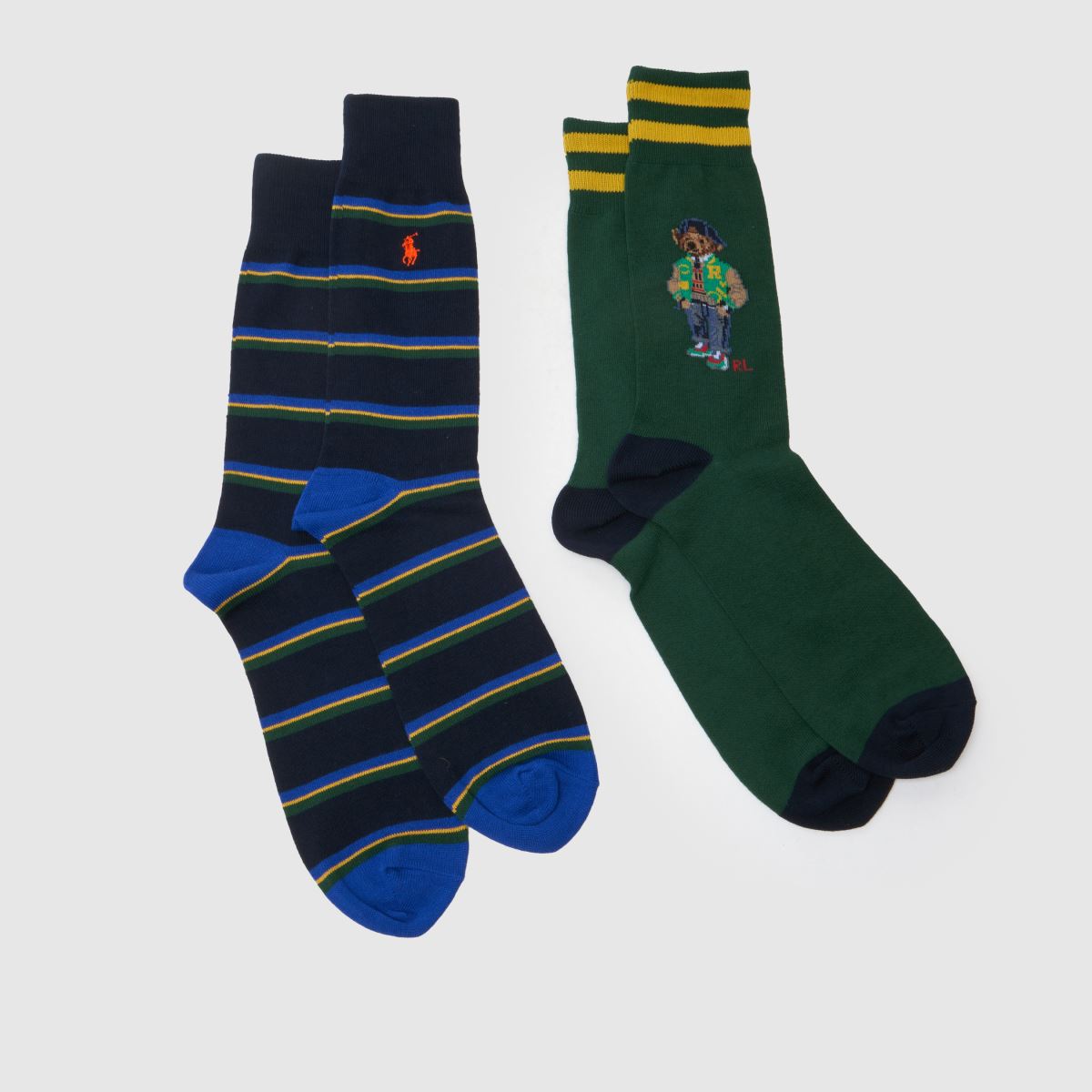 db-os zöld, többszínű, örökzöld mackós zokni Polo Ralph Lauren