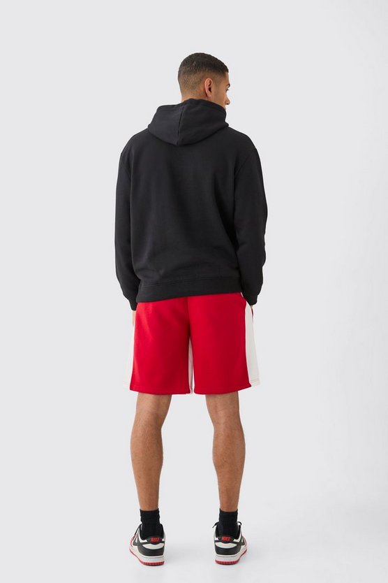 Oversize Hoodie mit Ketten-Naht und Man-Stickerei