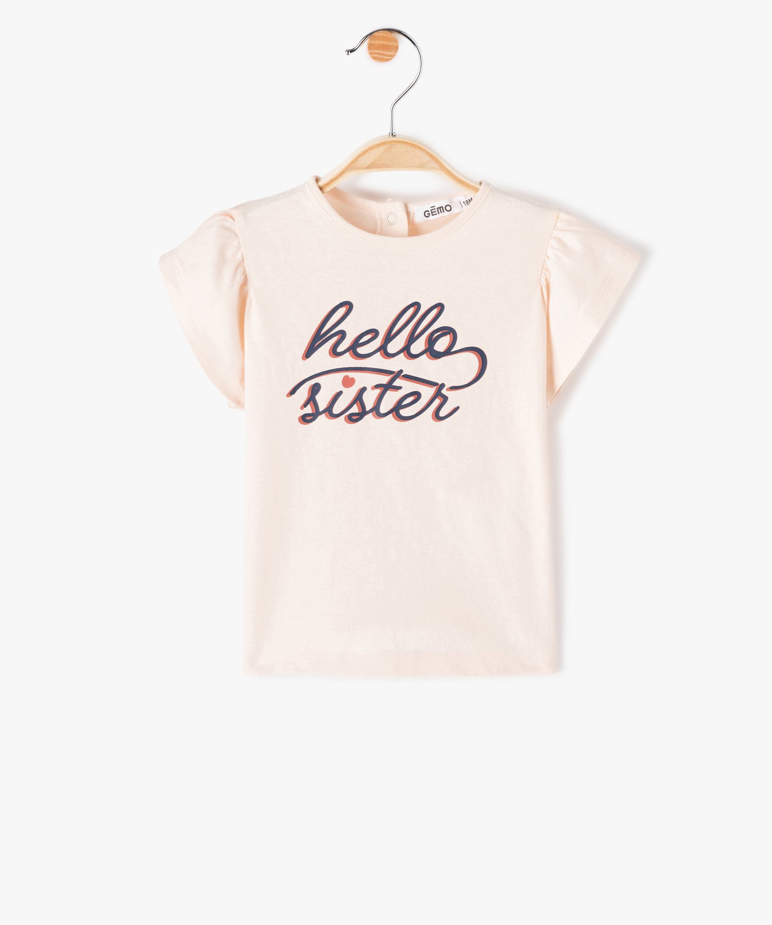 Tee-shirt bébé fille imprimé à manches volantées rose | GEMO