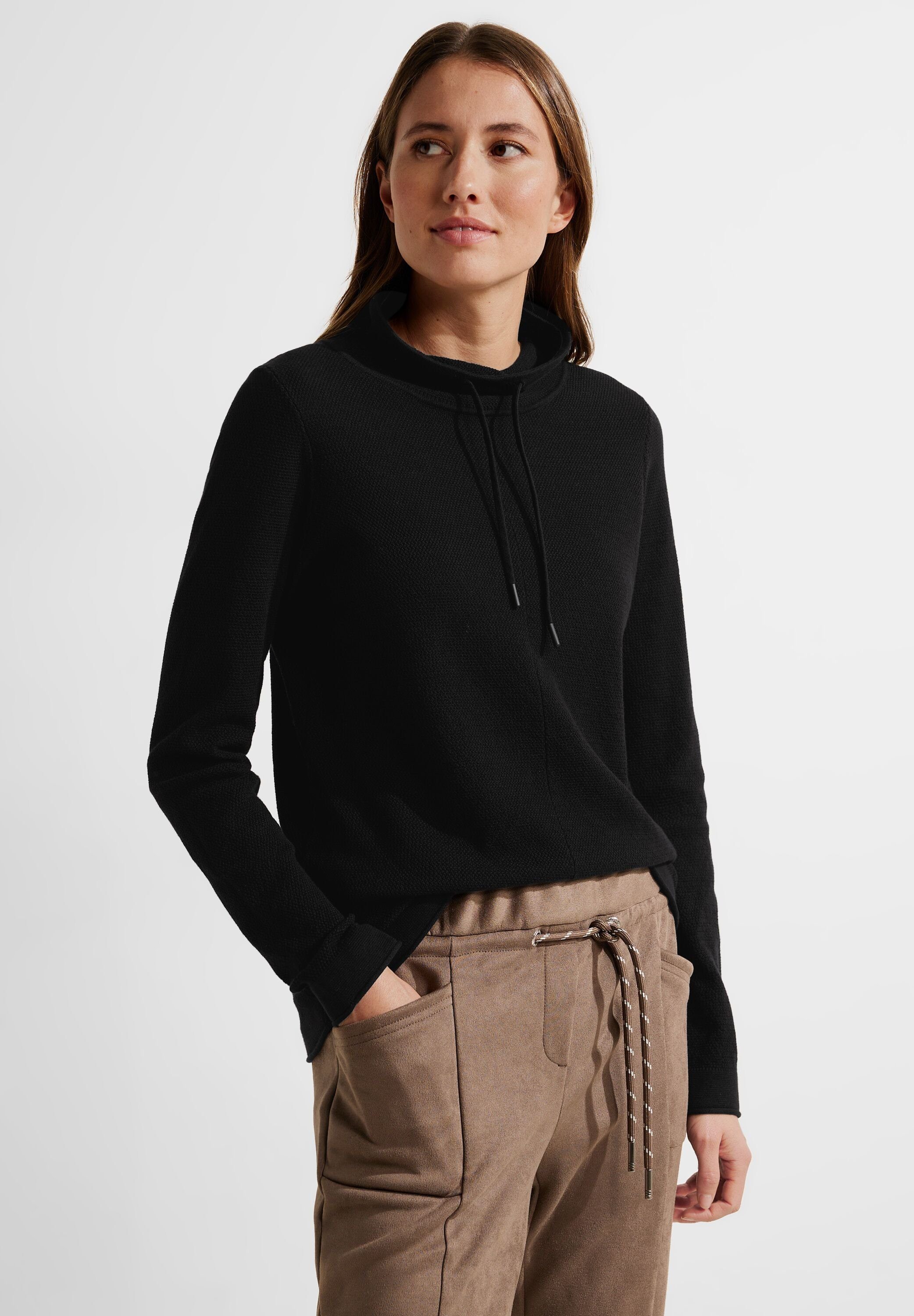 Cecil Stehkragenpullover mit Strick-Struktur