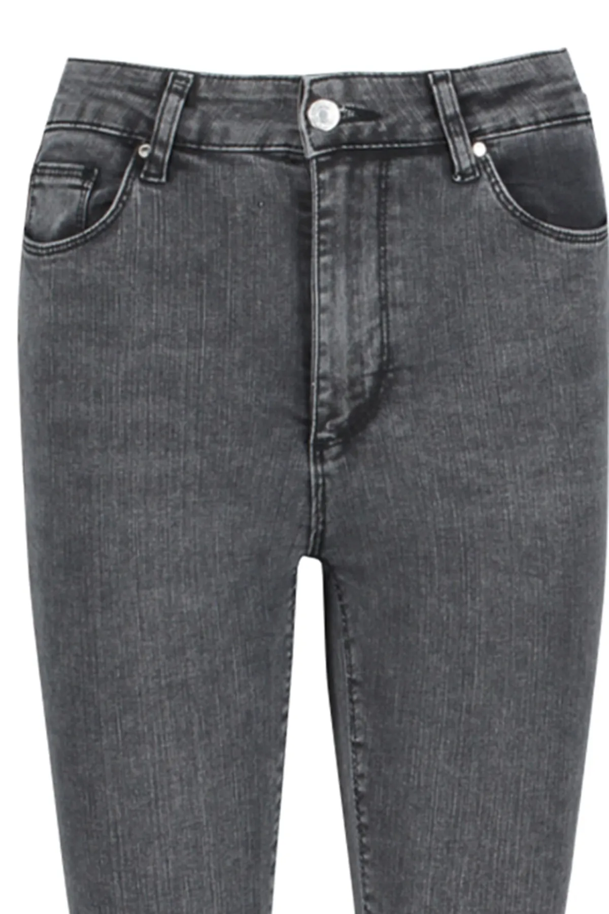 Trendyol Collection  Anthrazitfarbene Skinny Jeans mit hoher Taille TWOAW24JE00066