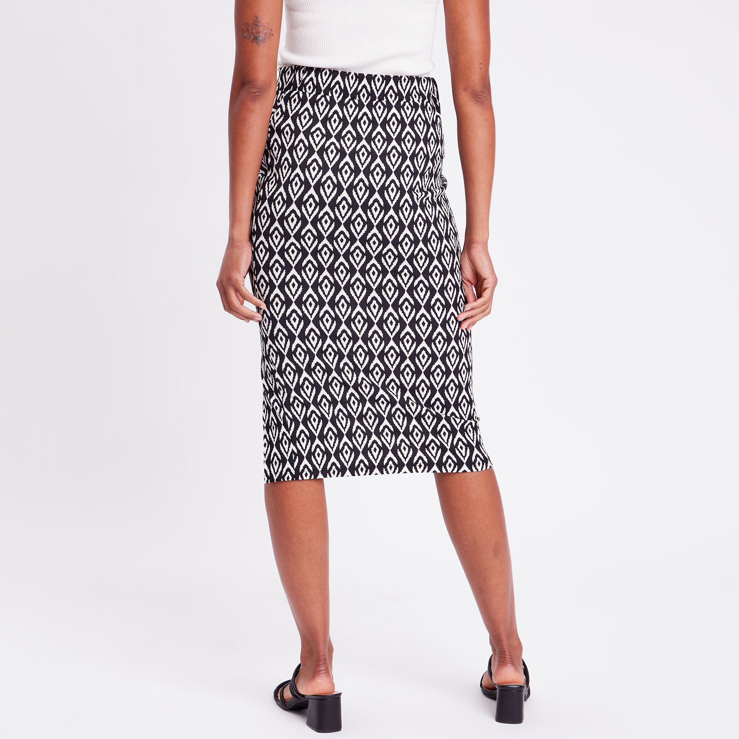 Jupe midi moulante drapée noir femme | Cache Cache
