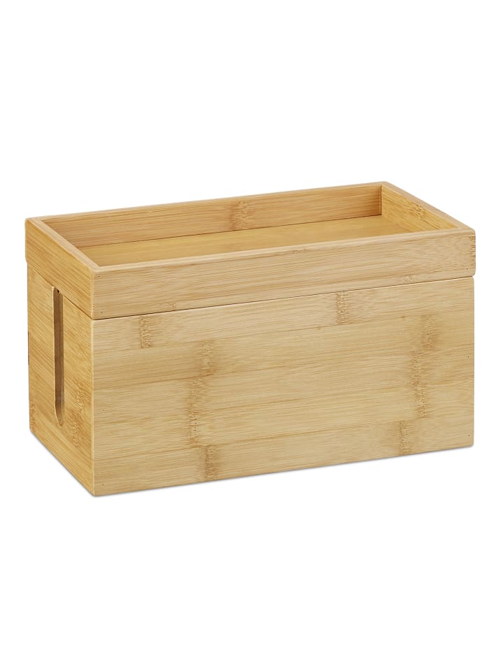 relaxdays Kabelbox in natur - (B)25,5x (H)14 x (T)14 cm günstig kaufen onesize
