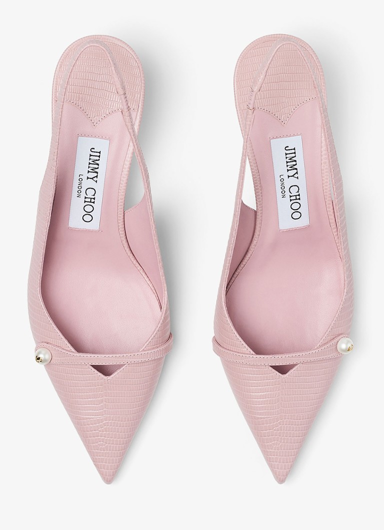 Slingback Jimmy Choo Amita 45 con texture effetto coccodrillo