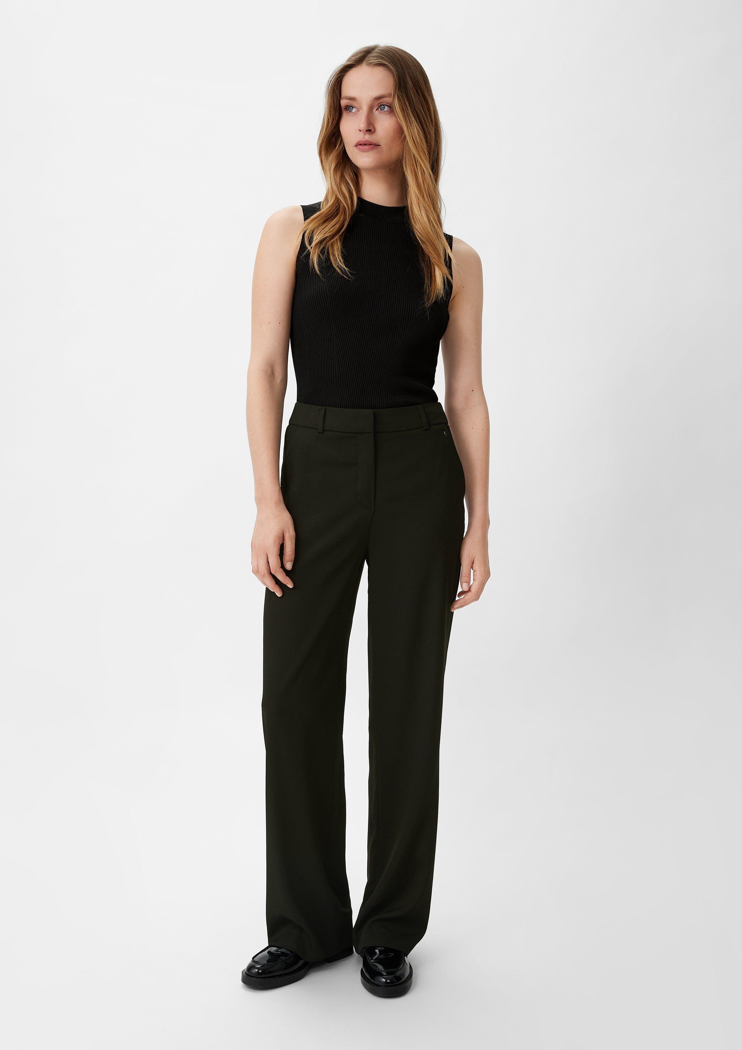 Regular: Stoffhose aus Twill - schwarz