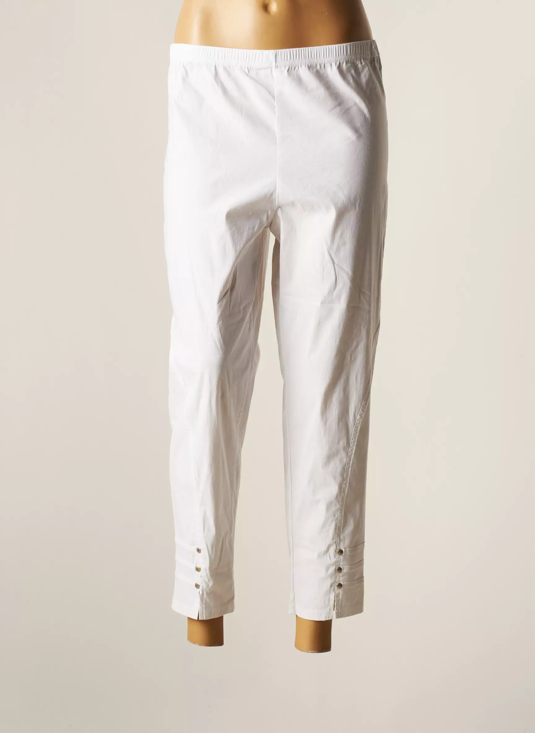 Franck Anna Pantalon7 8 Femme couleur blanc