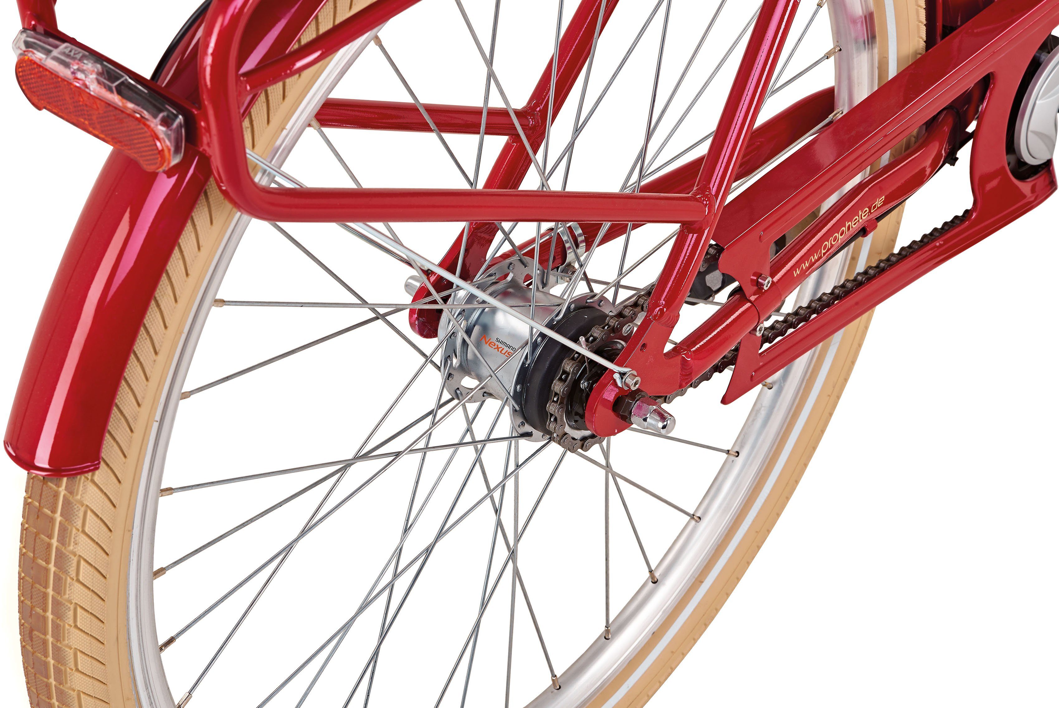 Prophete E-Bike Geniesser e3000, 7 Gang Shimano Nexus Schaltwerk, Nabenschaltung, Frontmotor, 497 Wh Akku, mit Fahrradkorb