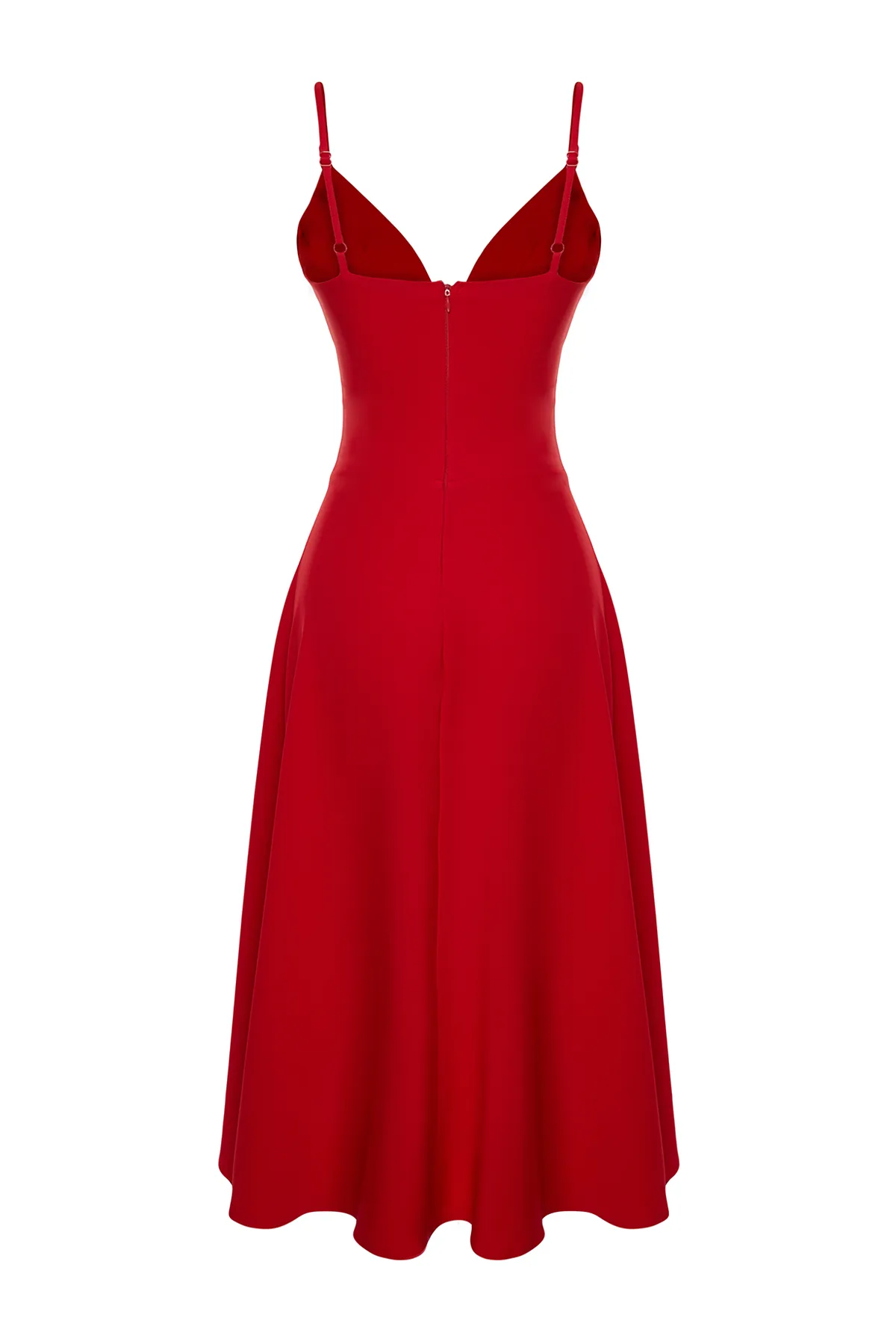 Trendyol Collection  Rotes gewebtes Kleid mit Taillenöffnung/Skater-Muster TPRSS24EL00185