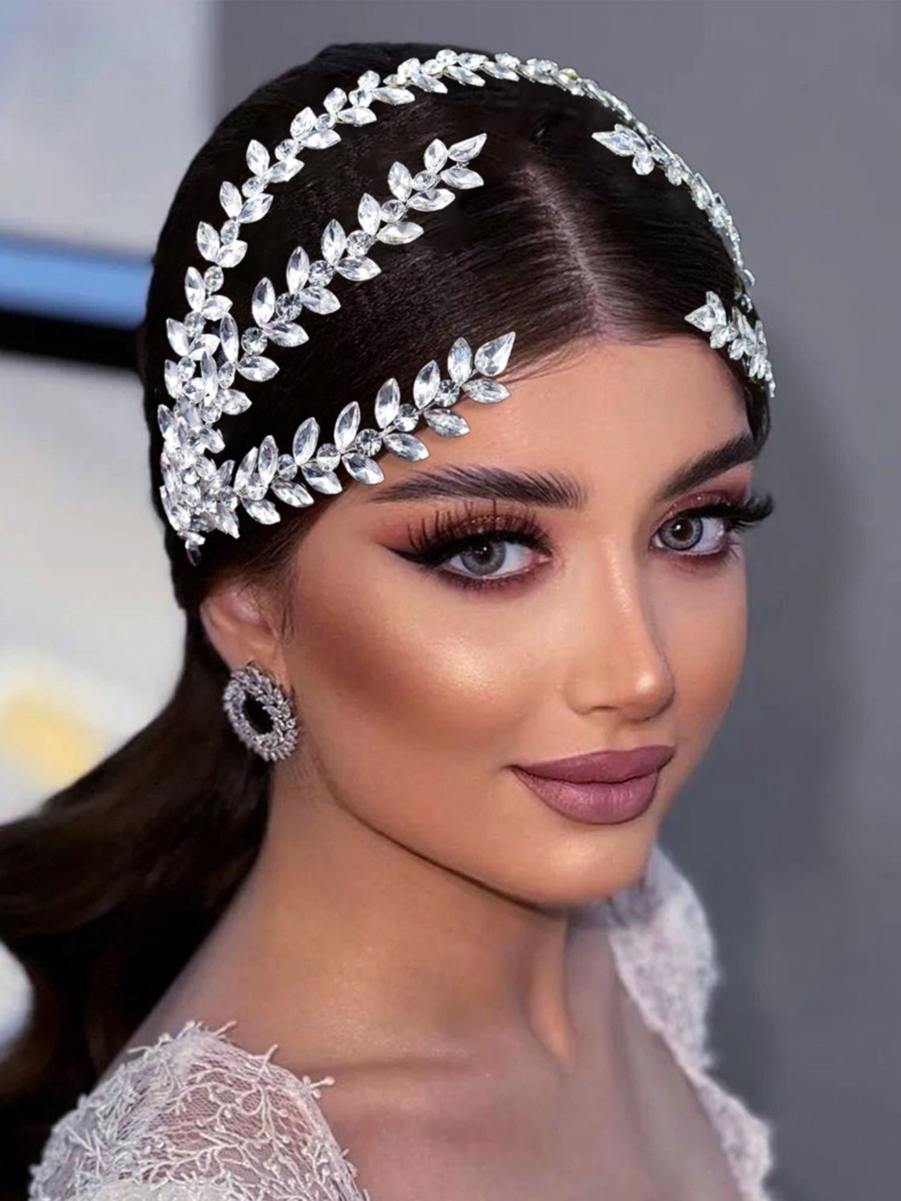 HOHEA H Haarband Kristall-Stirnband, Hochzeits-Haarschmuck, Braut-Haarschmuck, 1-tlg., Hochzeitsdekoration Brautjungfern-Haarschmuck für Party, Silberne Haaraccessoires sind elegante Haaraccessoires für Frauen