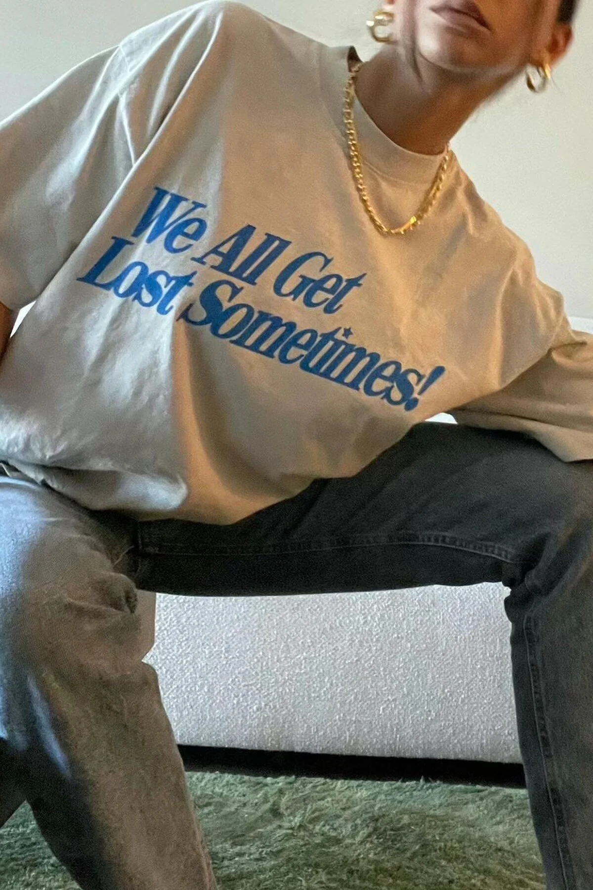 Madmext  Ecru bedrucktes Oversize-T-Shirt Mg1532
