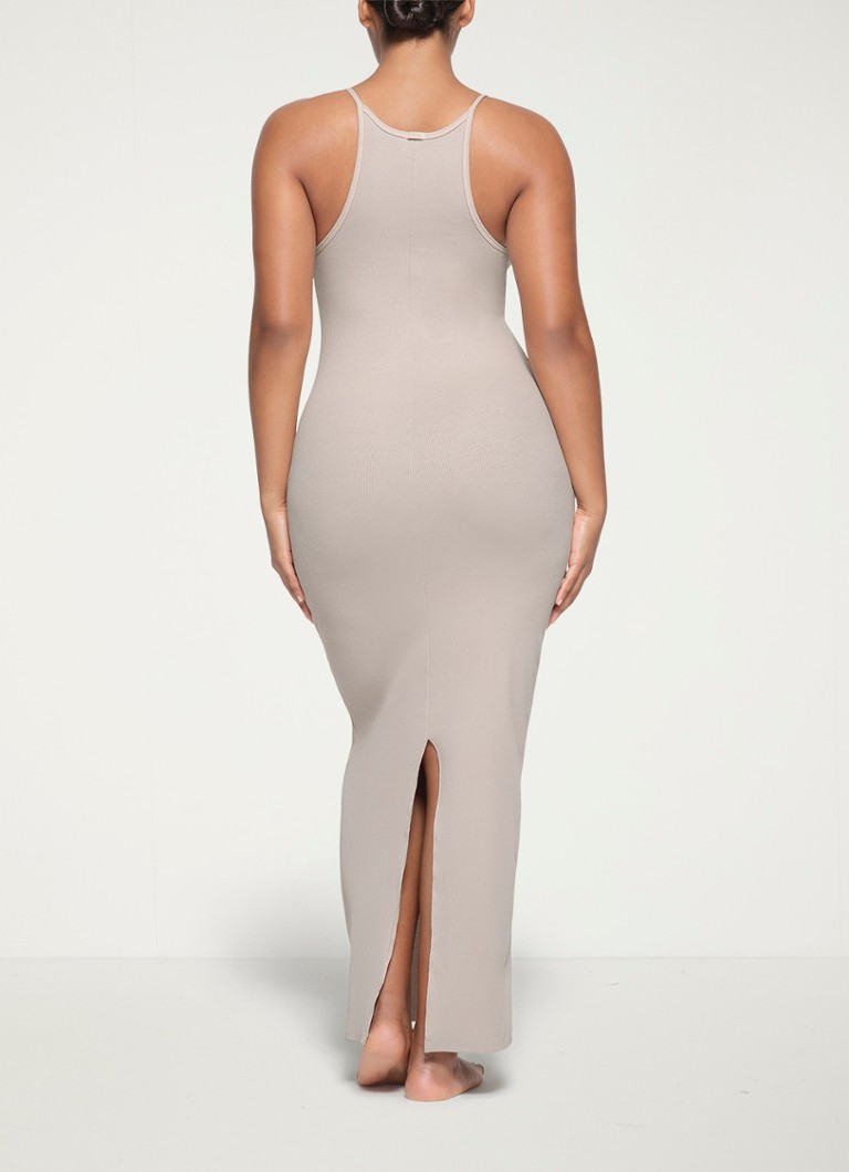 SKIMS Cotton Rib maxi dress with ribbed structure and slit