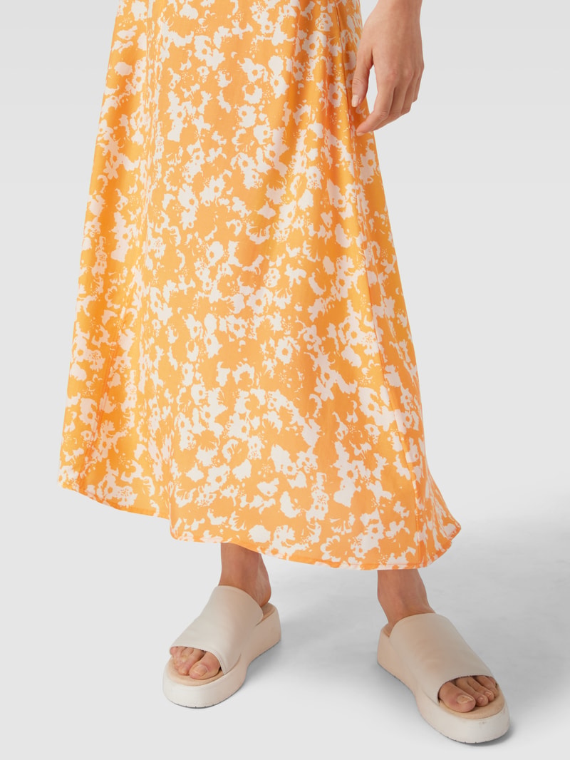 Midirock aus Lyocell mit Allover-Muster Modell 'SAALANJA' in orange