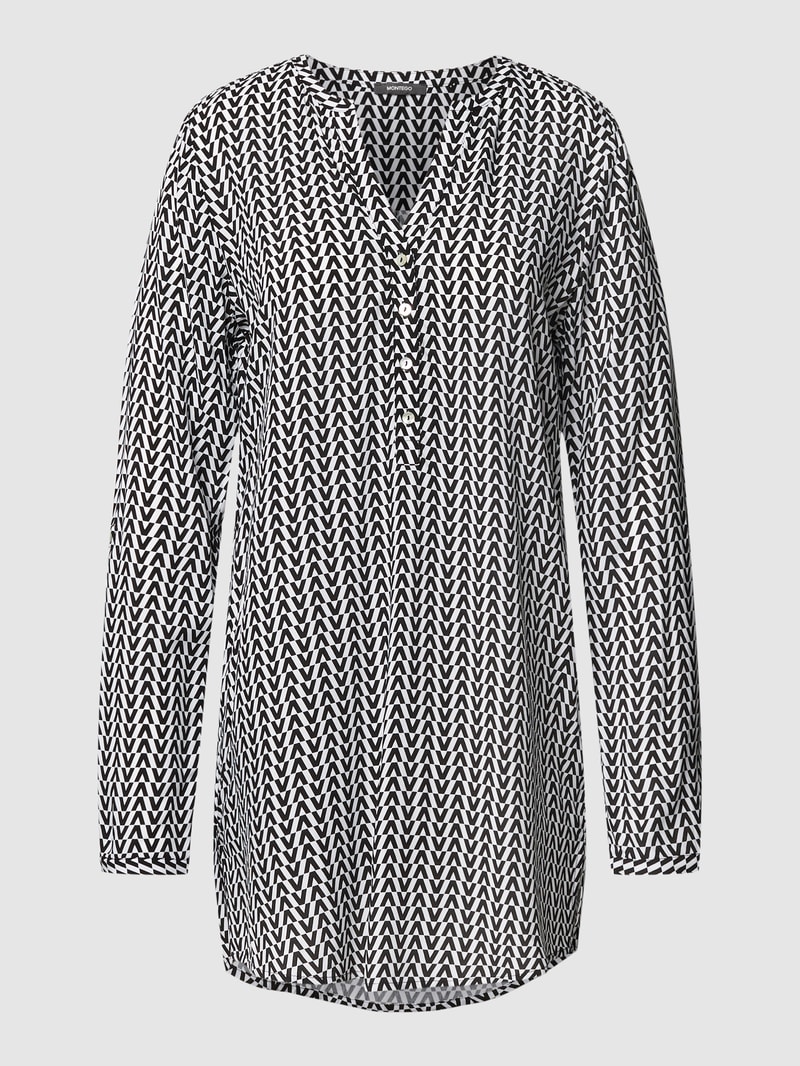 Blusenshirt mit Allover-Muster in schwarz