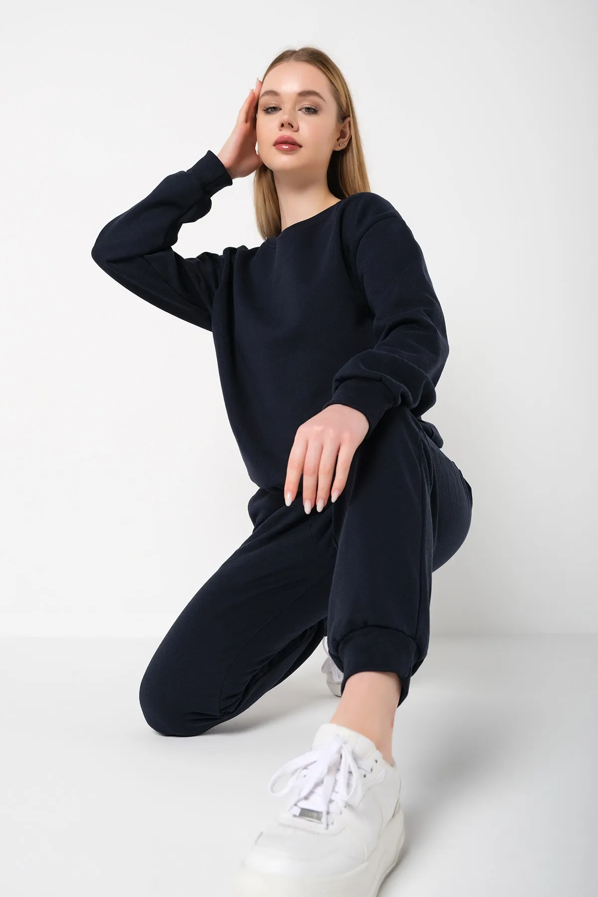 Know  Damen-Pyjama-Set aus marineblauer Baumwolle