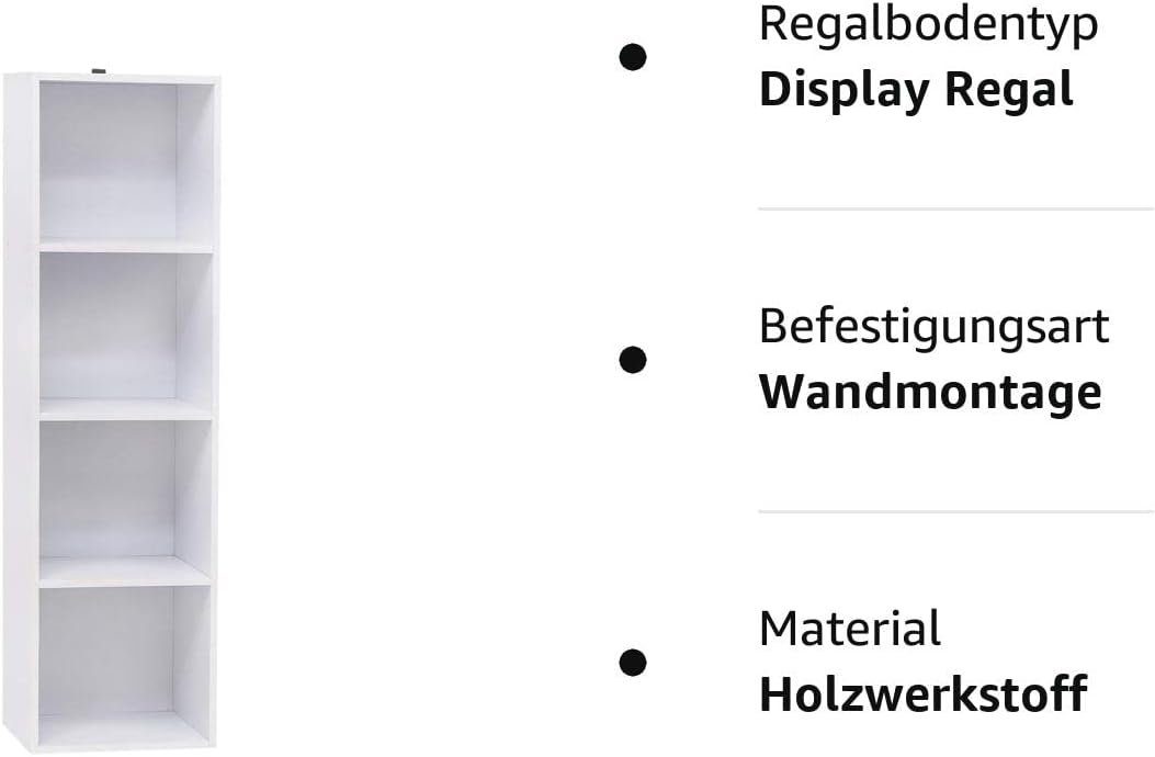 Woltu Bücherregal, 1-tlg., Bücherregal aus MDF weiß 30x24x106 cm