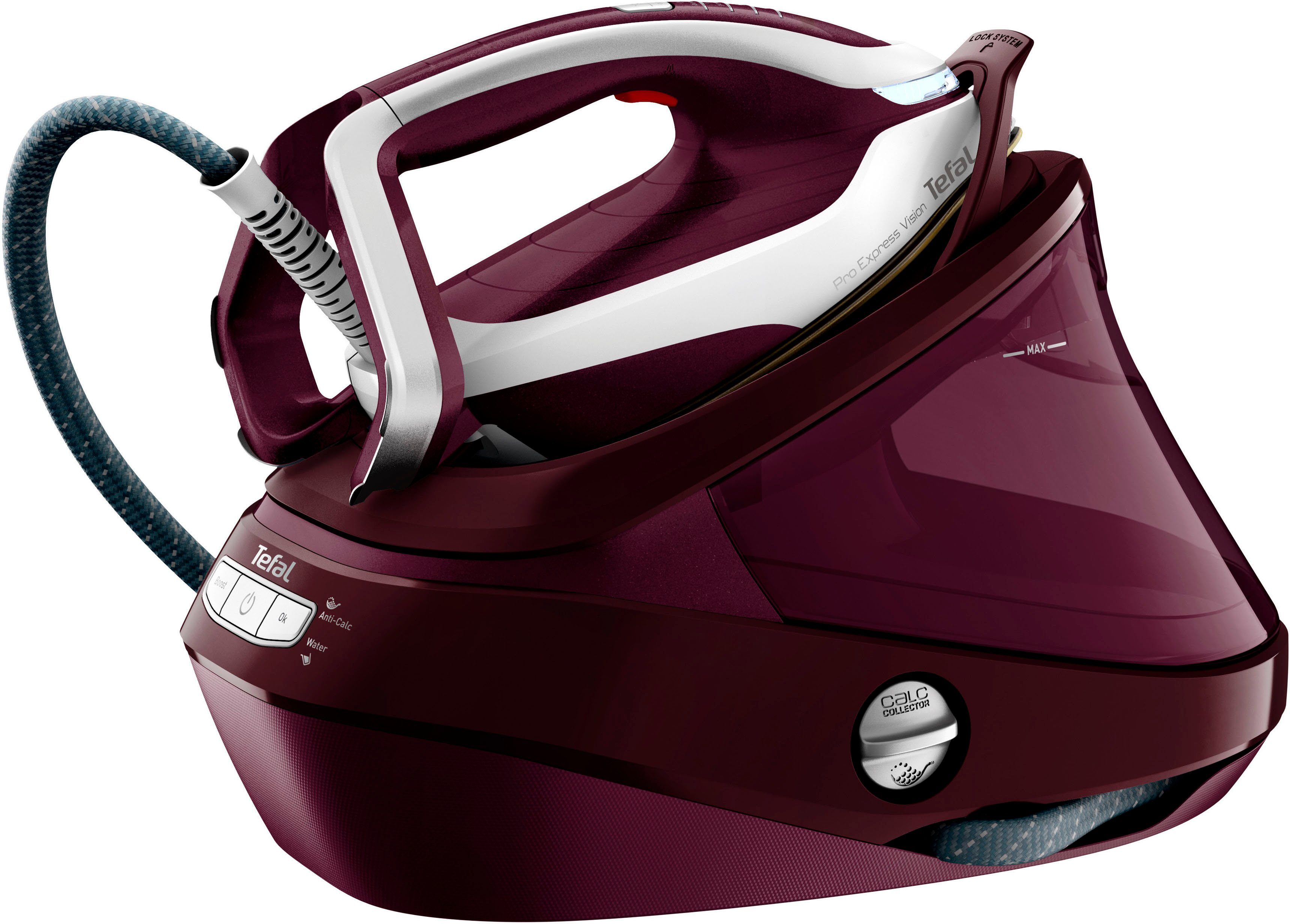 Tefal Dampfbügelstation GV9810 Pro Express Vision inklusive Dampfbürste DT2026, 1100 ml Wassertank, 8,3 Bar-Druck, 180 g/Min. konstanter Dampf, 680 g/Min. Dampfstoß