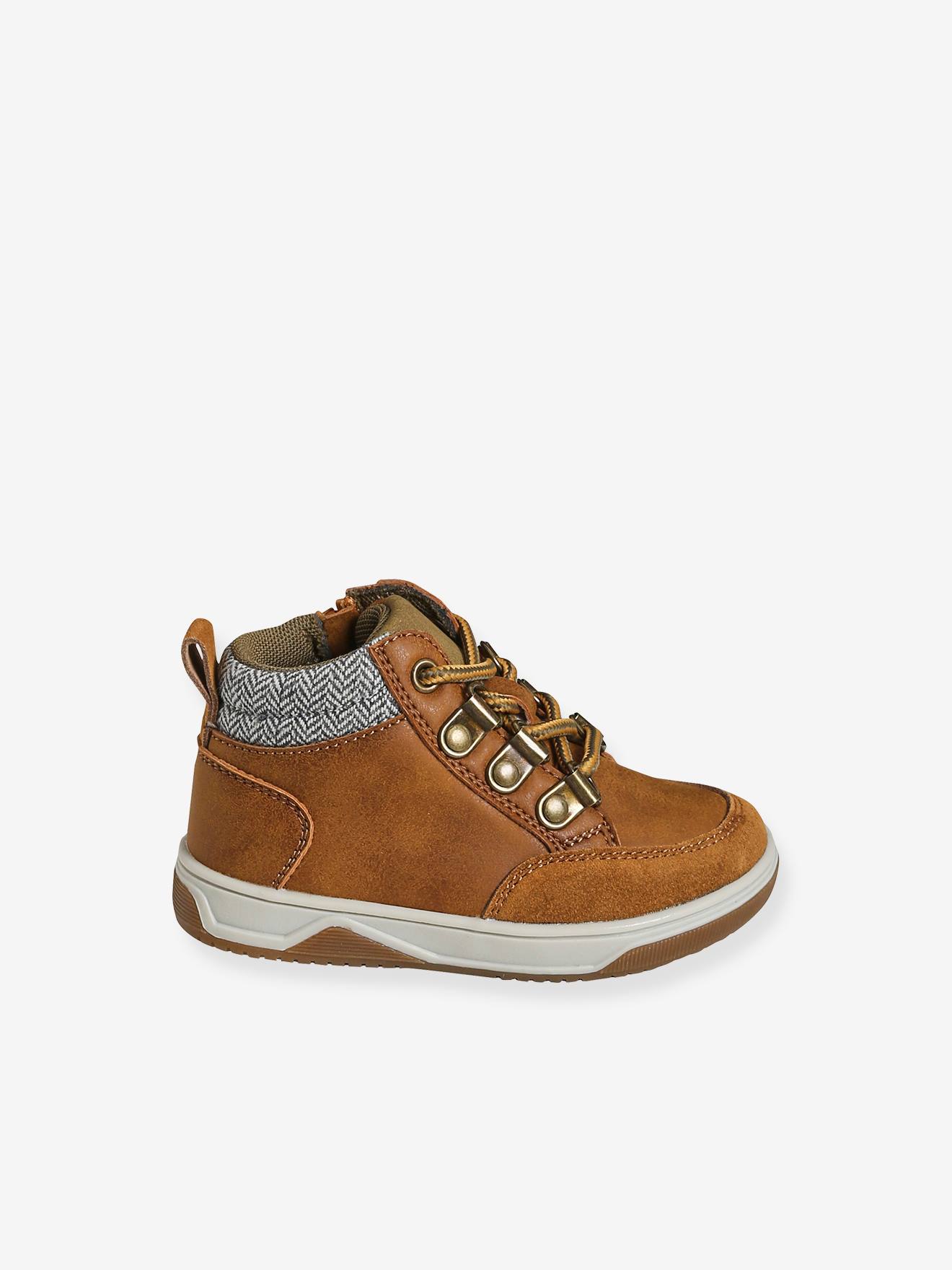 Bottines bébé garçon lacets + glissière beige