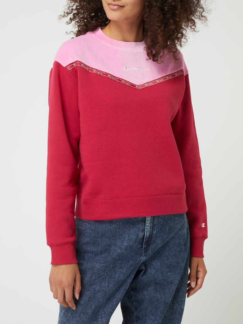 Regular Fit Sweatshirt mit Kontrasteinsatz in kirschrot