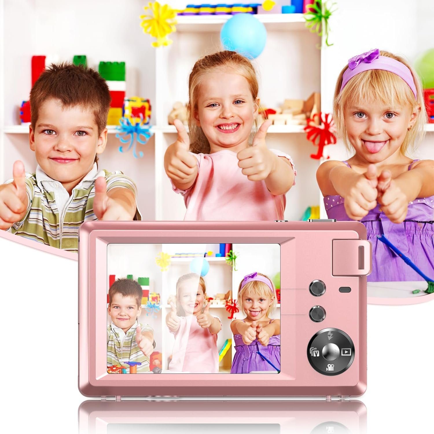 A Ade kompakte Digitalkamera, 4K HD 1080P 48MP Fotokamera mit 32 GB SD-Karte Kompaktkamera (48 MP, 16-fachem Digitalzoom, elektronischer Bildstabilisator)