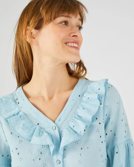 Chemisier à volants broderie anglaise