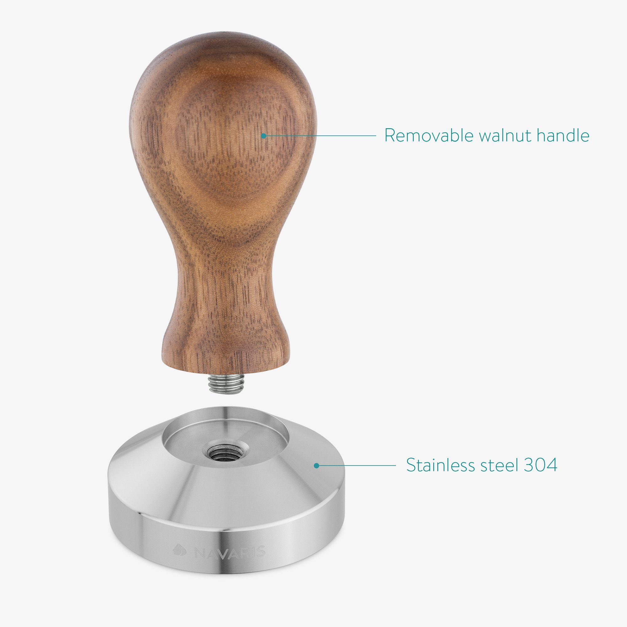 Navaris Druckbrüh-Kaffeemaschine Espresso Tamper für Kaffee 51mm - Stempel Stampfer für Siebträger