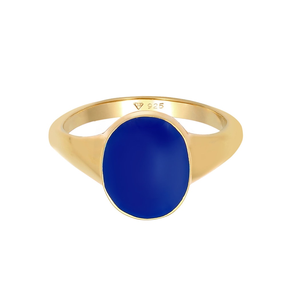 Elli Elli Bague Bague Signet pour Femme Ovale Classique avec Émail en Argent Sterling  Bague