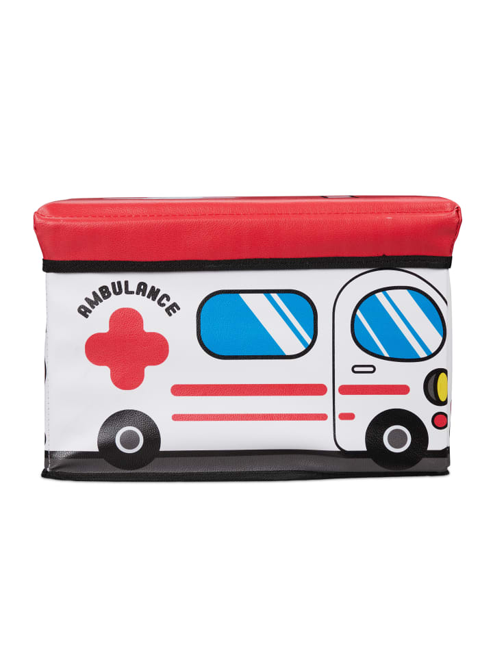 relaxdays Spielzeugkiste Krankenwagen in Weiß - (B)40 x (H)27 x (T)25 cm günstig kaufen onesize