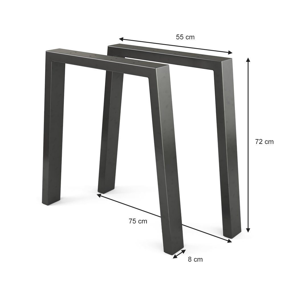 Vicco Tischbein Tischkufen U-Form LOFT 72cm 2-er Set