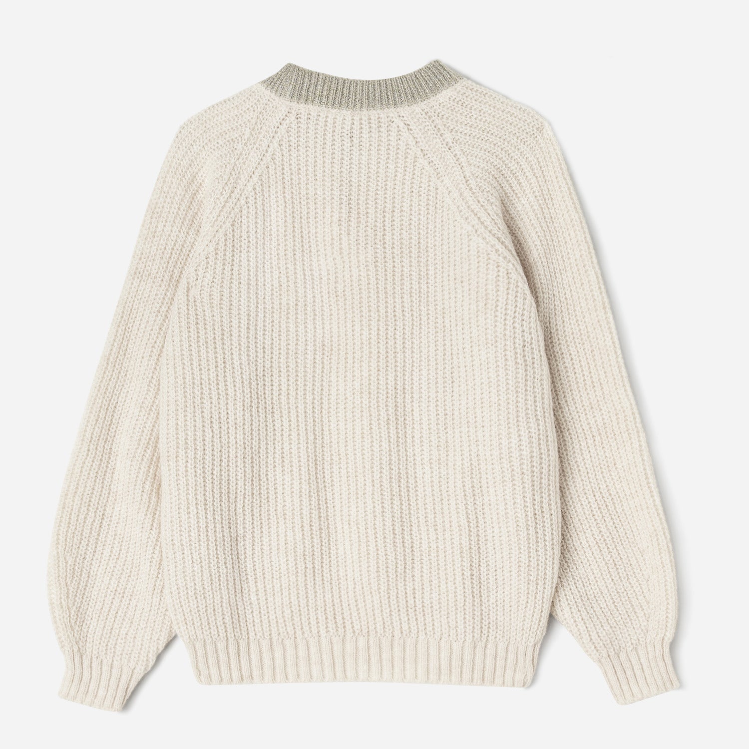 Pull écru tricot col lurex